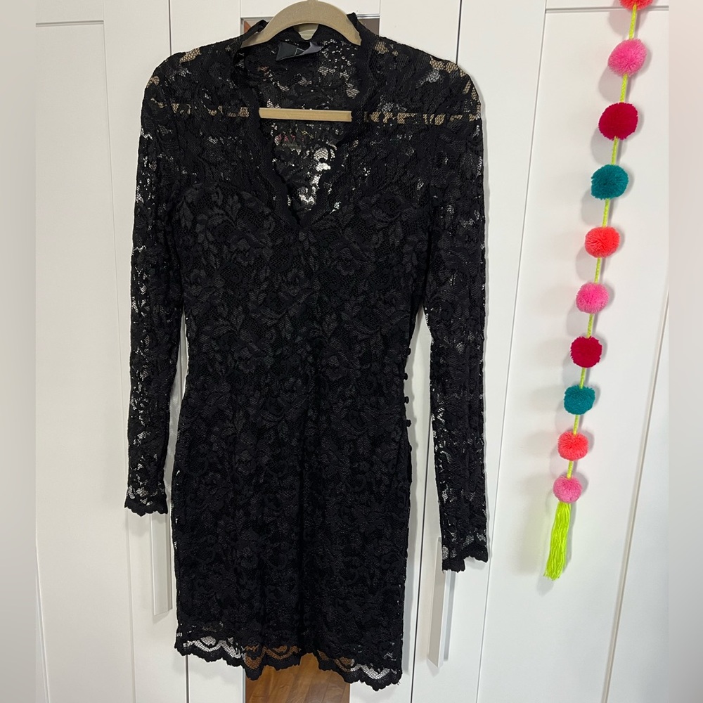 Dolce Vita Long Sleeve Black Lace Dress